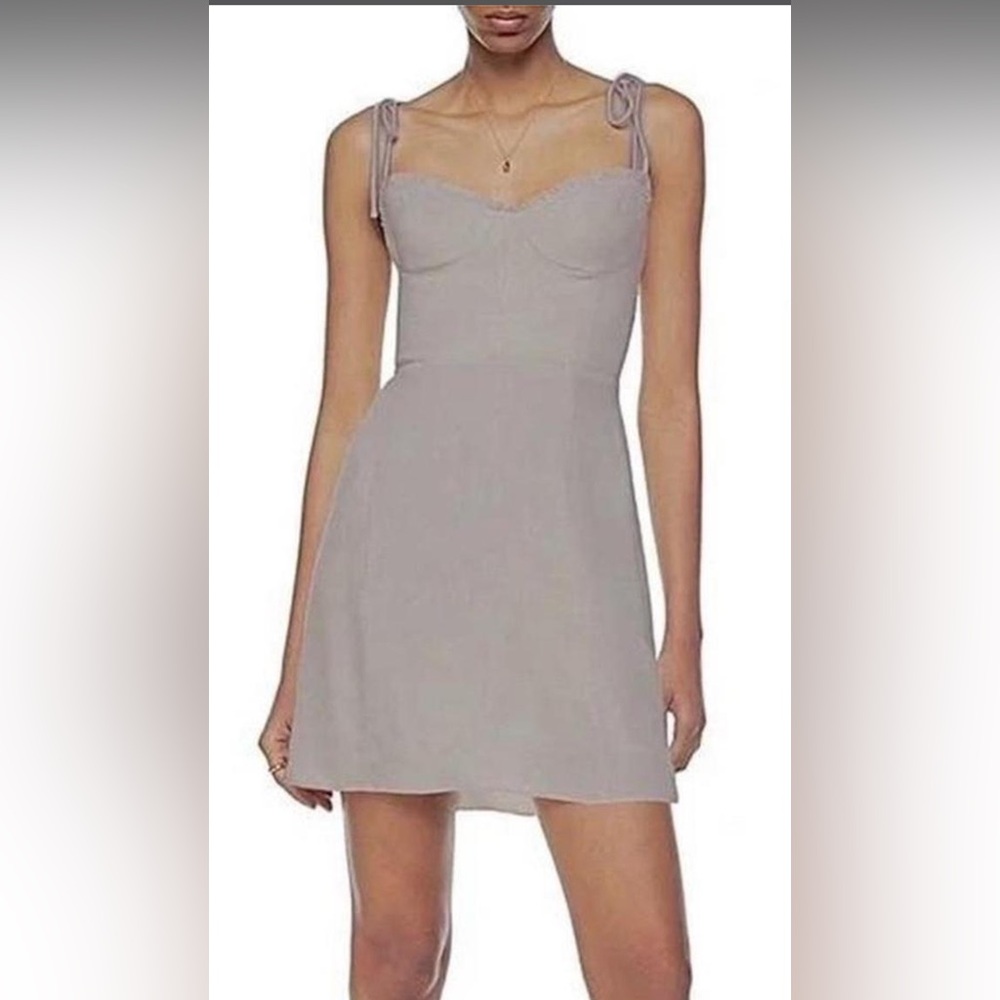 Aritzia Wilfred Charcoal Gray Smocked Neck Slip Dress with Tie Straps